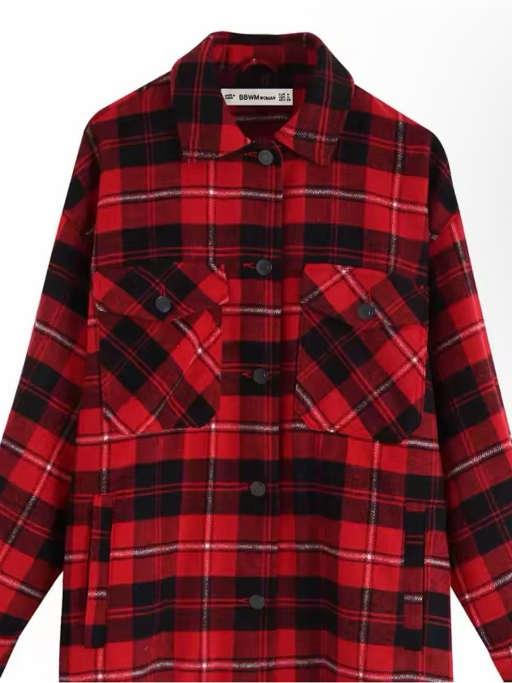 Red and black plaid flannel jacket